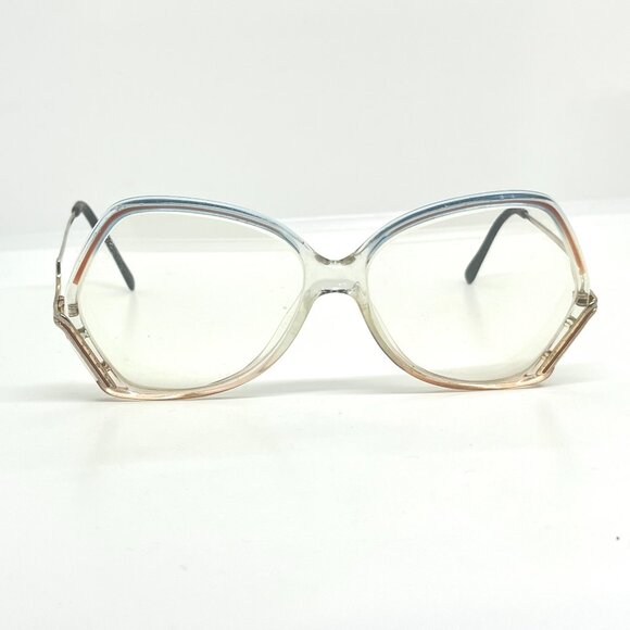 VINTAGE 70s OVERSIZED EYEGLASSES CLEAR GRADIENT BLUE PINK RETRO UNISEX FRAMES - Picture 1 of 16